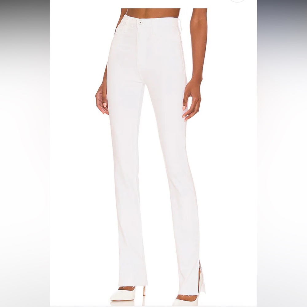 Favorite Daughter High Rise White Jeans Slit Bell Bottom